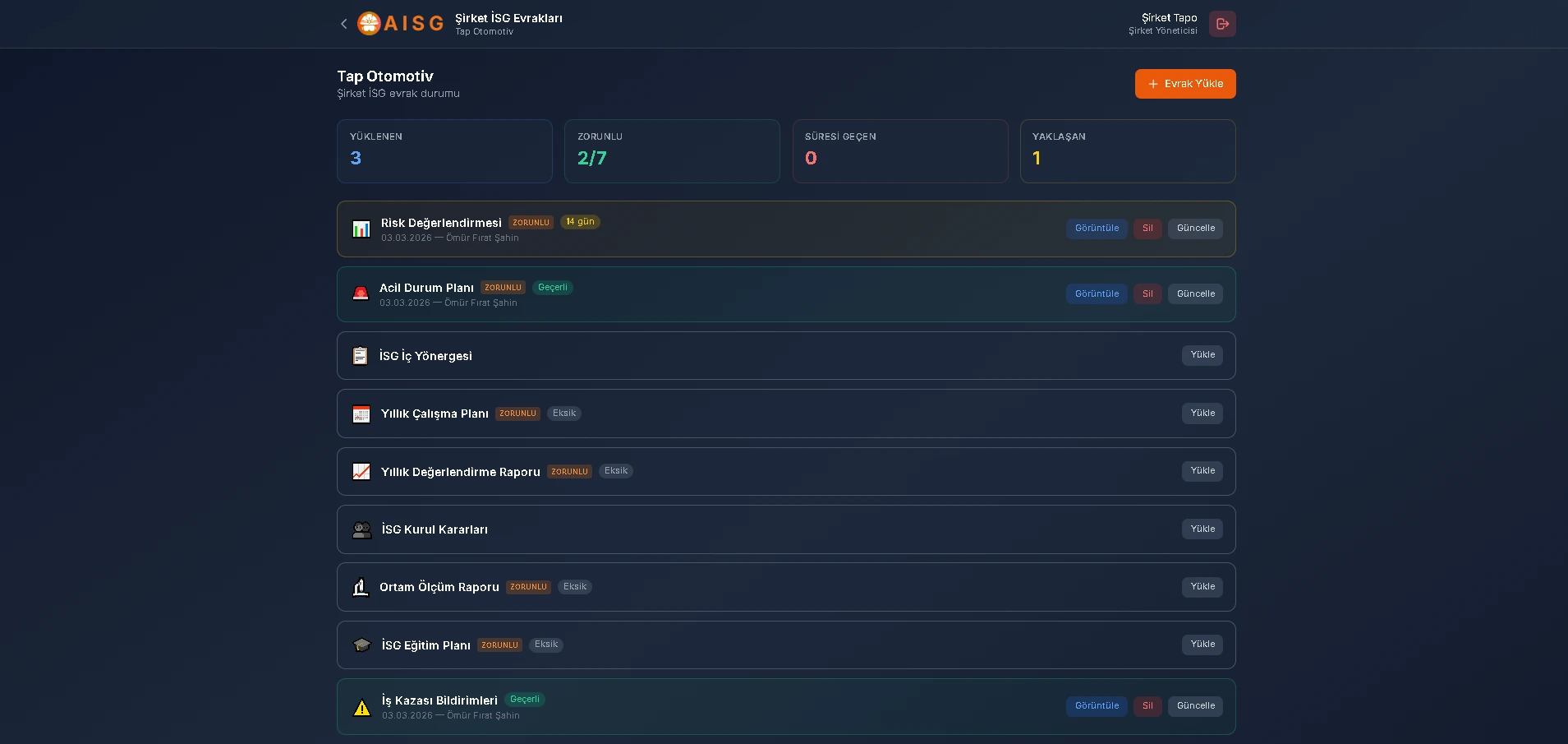 Evrak takip ekran görüntüsü